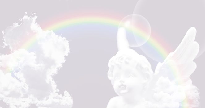 White Angel on the sky with rainbow-website header/banner