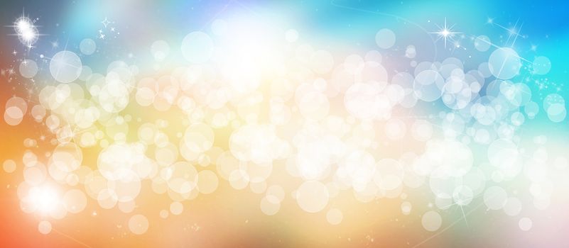 Wide pastel multicolored bokeh website header/banner