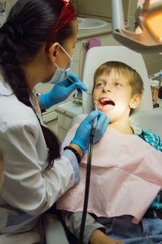 Healthy teeth child patient at dentist office dental caries prevention