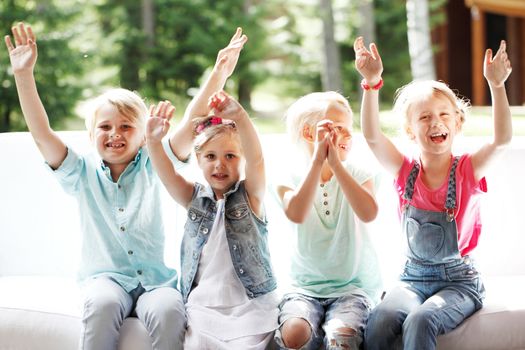 portrait of group of happy kids