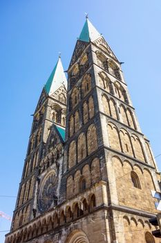 Bremen, Germany - June 7, 2014: Twin towers of Sankt Petri Cathedral