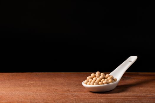 Soya bean threads on a white porcelain spoon