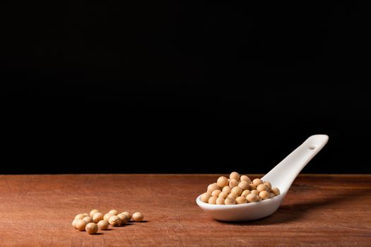 Soya bean threads on a white porcelain spoon