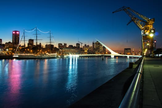 Womens bridge at night, Puerto Madero Buenos Aires Argentine