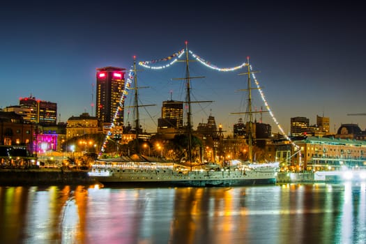 Harbor Puerto Madero Buenos Aires Argentine, skyline and ships