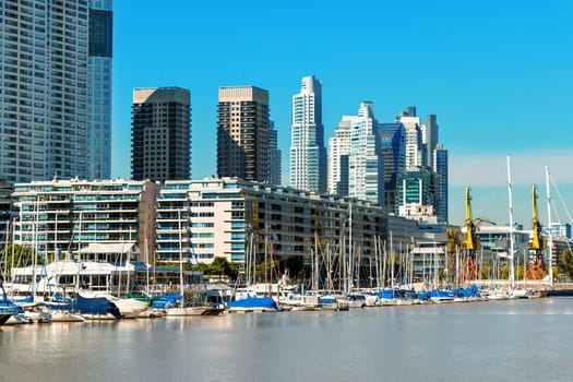 Harbor Puerto Madero Buenos Aires Argentine, skyline and ships