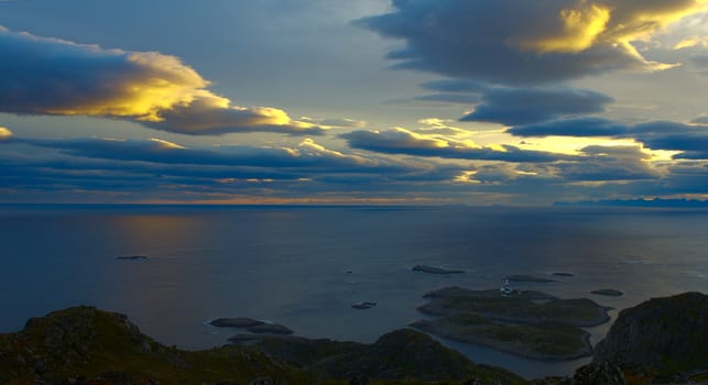 Beautiful landscape Lofoten Islands at night