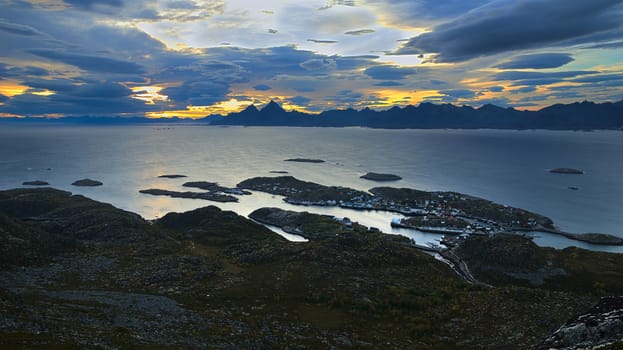 Night landscape Lofoten Islands in Norway