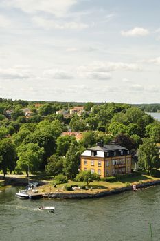 Beautiful summer vibrant picture of Stockholm archipelago and skerries