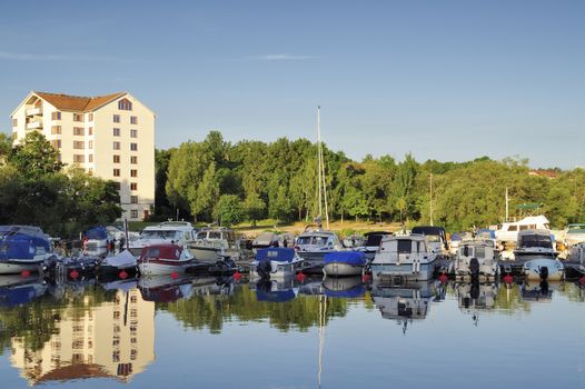 Stockholm embankment with boats