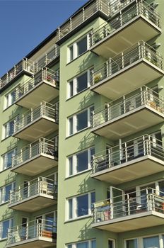 Swedish apartment Block in summer.