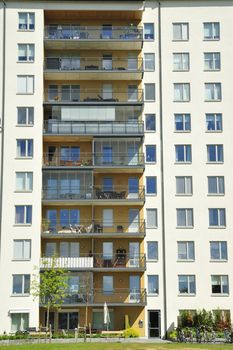 Swedish apartment Block in summer.