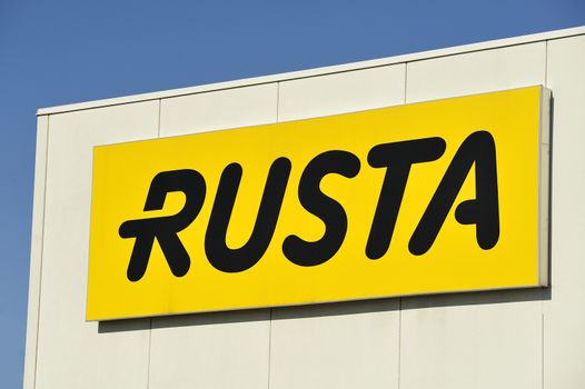 STOCKHOLM - MAY 1 2013: Rusta logo sign on showroom premises photographed on may 1th 2013 in Stockholm, Sweden.