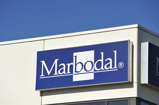 STOCKHOLM - MAY 1 2013: Marbodal logo sign on showroom premises photographed on may 1th 2013 in Stockholm, Sweden.