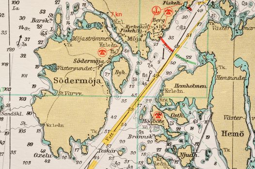 Macro shot of a old marine chart, detailing Stockholm archipelago.

Picture is from "Batsjokort 1982-83 Serie A LANDSORT-ARHOLMA", created 2013-10-12.
