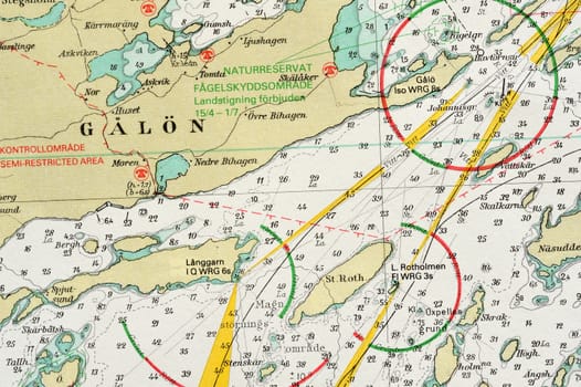 Macro shot of a old marine chart, detailing Stockholm archipelago. 

Picture is from "Batsjokort 1982-83 Serie A LANDSORT-ARHOLMA", created 2013-10-12.