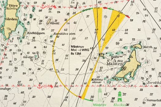 Macro shot of a old marine chart, detailing Stockholm archipelago. 

Picture is from "Batsjokort 1982-83 Serie A LANDSORT-ARHOLMA", created 2013-10-12.