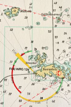 Macro shot of a old marine chart, detailing Stockholm archipelago. 

Picture is from "Batsjokort 1982-83 Serie A LANDSORT-ARHOLMA", created 2013-10-12.