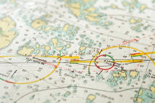 Macro shot of a old marine chart, detailing Stockholm archipelago. 

Picture is from "Batsjokort 1982-83 Serie A LANDSORT-ARHOLMA", created 2013-10-12.