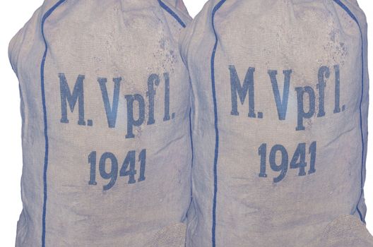 Two age jute sack. Navy catering bags with stamping M.Vpfl. 1941