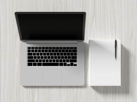 High angle view of a setting table of business workplace, shot in office, home work space