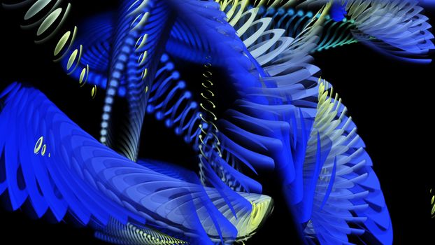 Digital Illustration of swirling blue Shapes