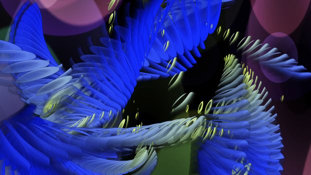 Digital Illustration of swirling blue Shapes