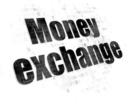 Money concept: Pixelated black text Money Exchange on Digital background