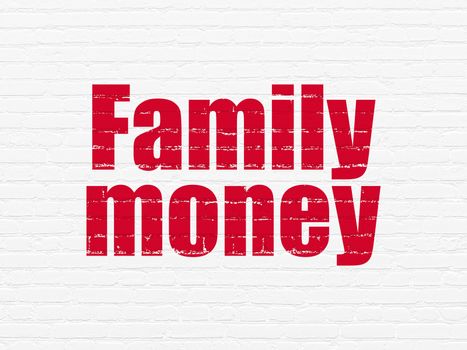 Banking concept: Painted red text Family Money on White Brick wall background