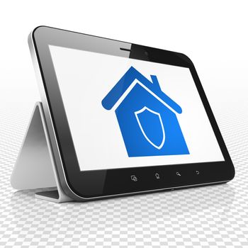 Finance concept: Tablet Computer with blue Home icon on display