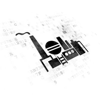Manufacuring concept: Pixelated black Oil And Gas Indusry icon on Digital background
