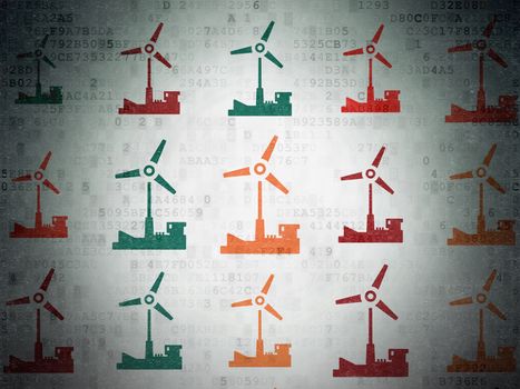 Manufacuring concept: Painted multicolor Windmill icons on Digital Paper background