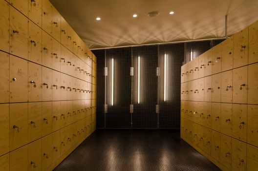 Modern Wooden locker in Museum.