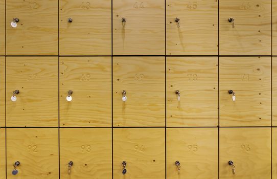 Wooden locker with keys
