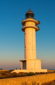 Lighthouse in Formentera at sunset.
