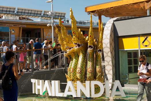 MILAN, ITALY - AUGUST 31, 2015: Thailand pavilion at Expo Milano 2015, universal exposition on the theme of food, in Milan, Lombardy, Italy, Europe