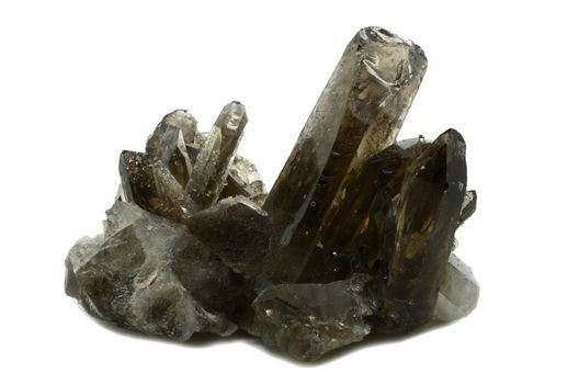 Sample of a beautiful natural Smoky Quartz specimen isolated on white background