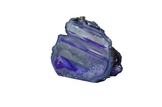Sample of violet Agate geode a beautiful nature specimen isolated on white background
