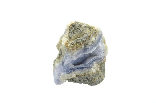 Sample of blue lace Agate a beautiful nature specimen isolated on white background