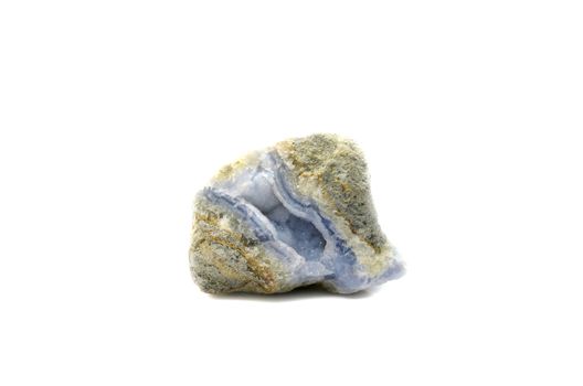 Sample of blue lace Agate a beautiful nature specimen isolated on white background