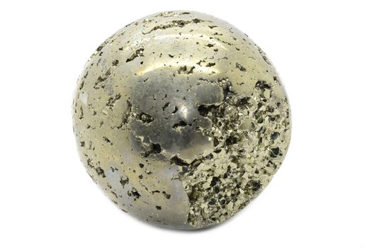 Sample of a beautiful Pyrite sphere isolated on white background