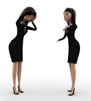 3d woman punishment concept on white background, front angle view