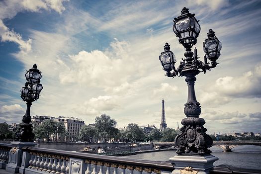 History bridge Pont Alexandre III in Paris, France.