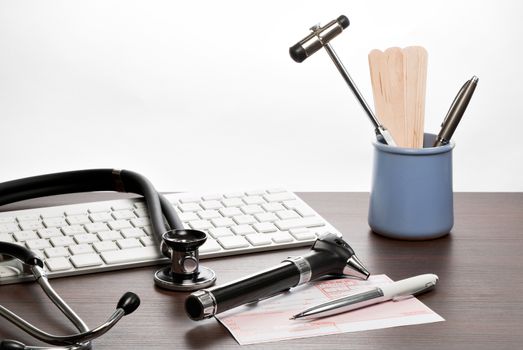 Prescription drugs on the desk of a medical practice