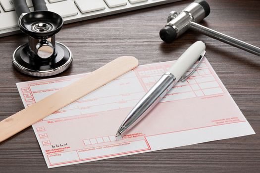 Prescription drugs on the desk of a medical practice