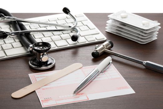 Prescription drugs on the desk of a medical practice