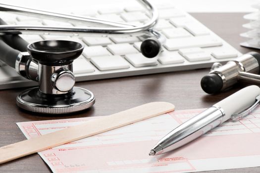 Prescription drugs on the desk of a medical practice