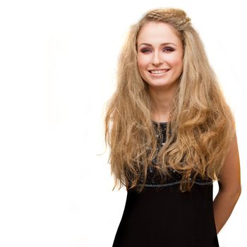 young beautiful woman with long curly hair