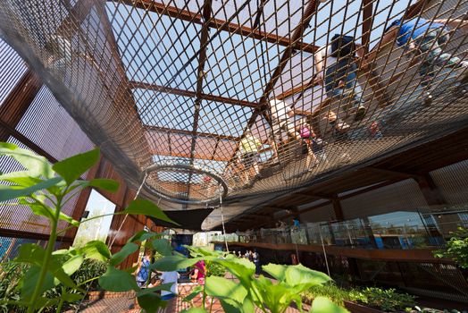 MILAN, ITALY - AUGUST 31, 2015: Brasil pavilion at Expo Milano 2015, universal exposition on the theme of food, in Milan, Lombardy, Italy, Europe