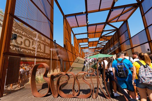 MILAN, ITALY - AUGUST 31, 2015: Brasil pavilion at Expo Milano 2015, universal exposition on the theme of food, in Milan, Lombardy, Italy, Europe